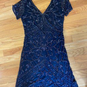 Pisarro Nights beaded navy formal dress, size 4